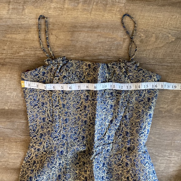 Vintage 1960s Modes Chez Elita Brocade Blue and Metallic Dress - Picture 4 of 10